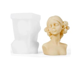 Molde silicona rostro mujer con flores